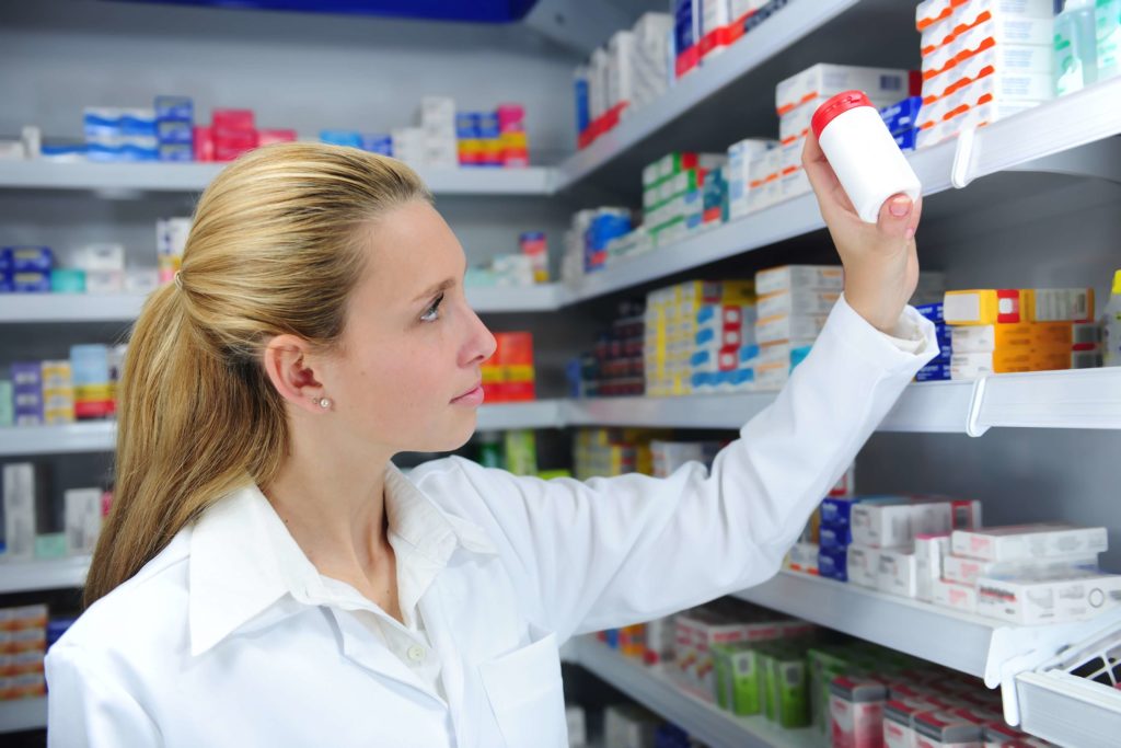 Pharmacist searching the right medicine